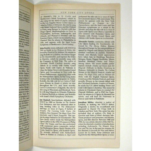 New York City Opera Stagebill 1996 Lincoln Der Rosenkavailier Gwendolyn Jones - Picture 8 of 9